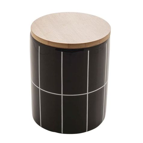 Potiche-de-Ceramica-com-Tampa-de-Bambu-Turim-Preto-10-x-125-cm-Lyor