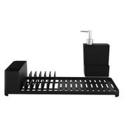 Kit-Pia-Com-Escorredor-de-Loucas-Compacto-e-Dispenser--Preto-Single-Coza